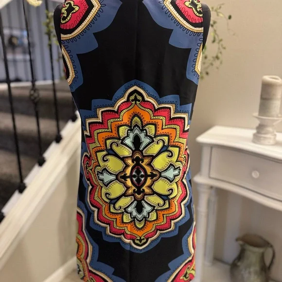 Aryeh Black and Multicolor Patterned Midi Dress - Picture 2 of 4